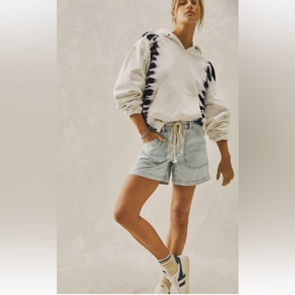 FREE PEOPLE WASHED GREY MORNING COMBO TIE DYE ITS A VIBE HOODIE | LARGE - Picture 7 of 16